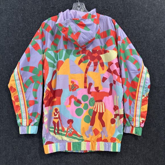 Adidas Farm Rio Jacket Women's XS Semi Flash Lime Purple Hooded Windbreaker - Picture 3 of 8